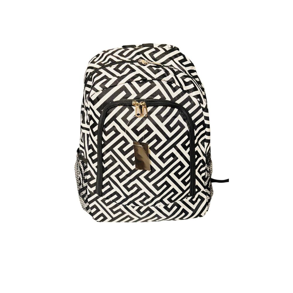 Retro vibe White/black chevron full sz backpack padded book bag school work sack